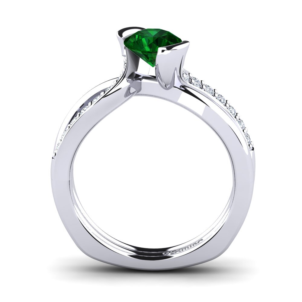 White Silver Tsavorite Engagement Ring Nery 0.8 crt