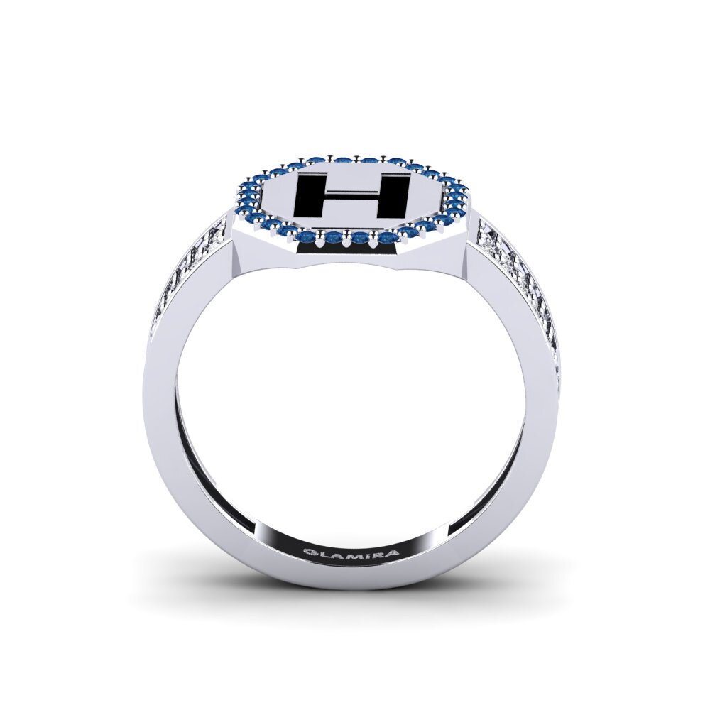 Palladium 950 Dunkelblauer Zirkonia Ring Nguru