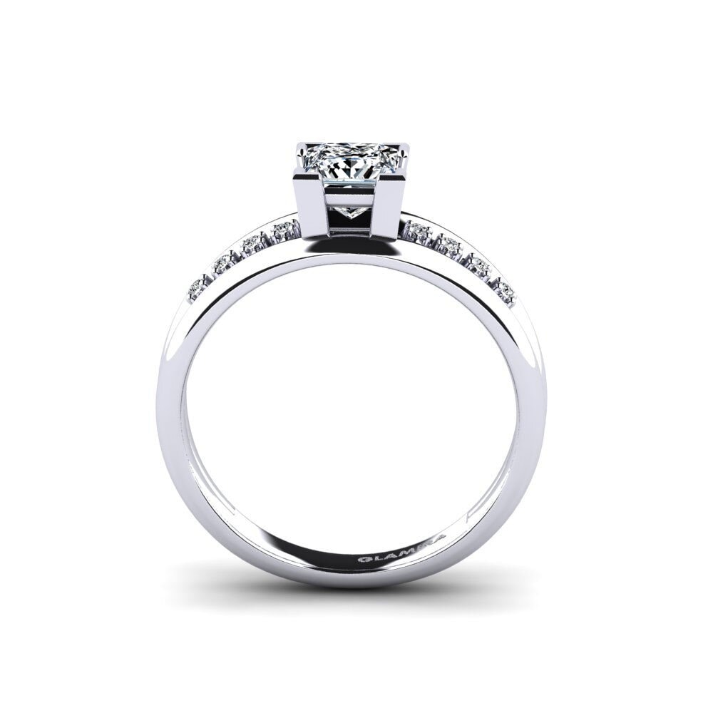White Silver Engagement Ring Nihten