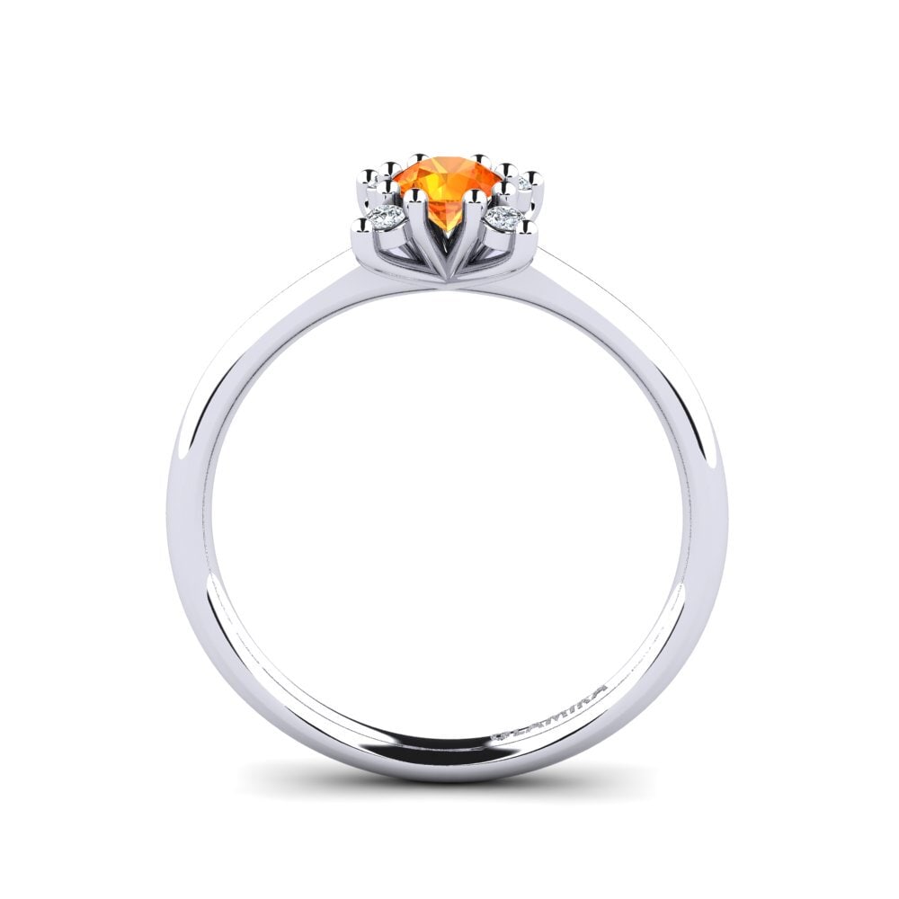 White Silver Orange Sapphire Engagement Ring Nikkole