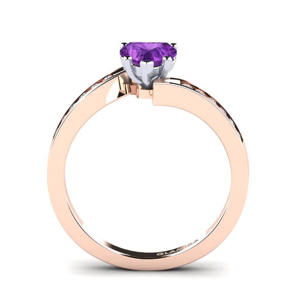 14ct Rose / White Gold Amethyst Women's Ring Nina