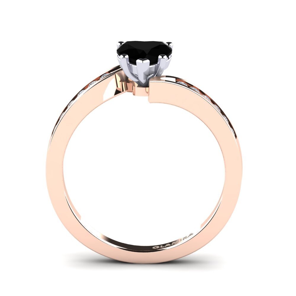 14ct Rose & White Gold Black Onyx Women's Ring Nina
