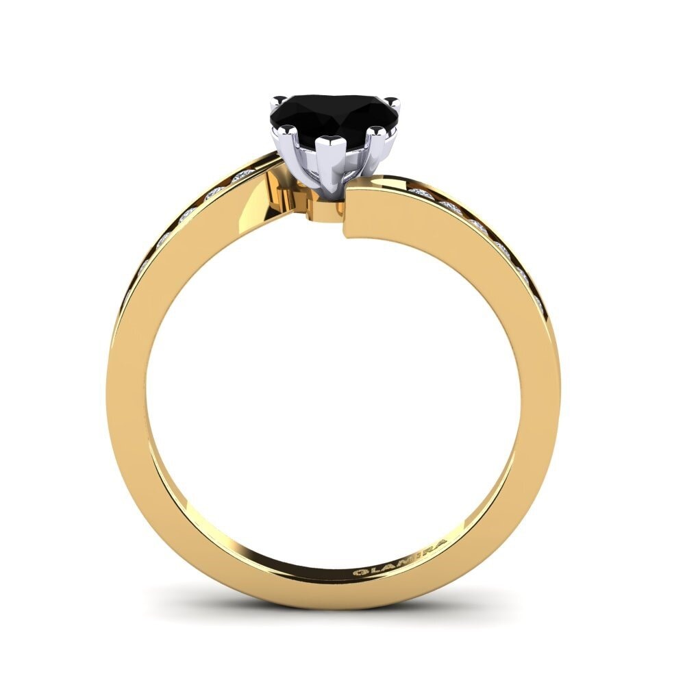 18ct Yellow & White Gold Black Diamond Women's Ring Nina