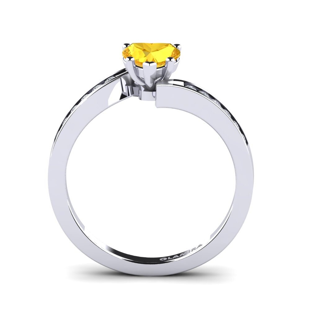 White Silver Citrine Women's Ring Nina