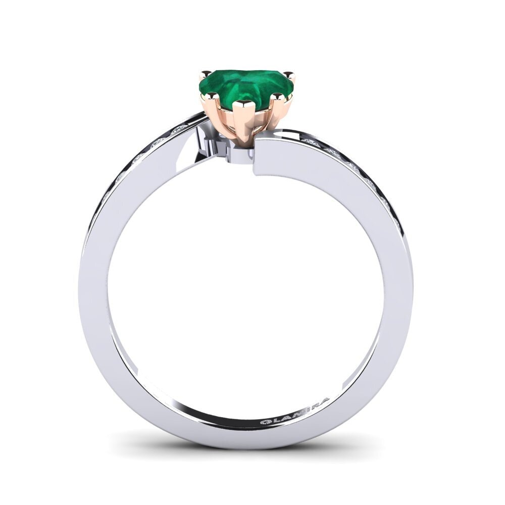 14ct White & Rose Gold Emerald Women's Ring Nina
