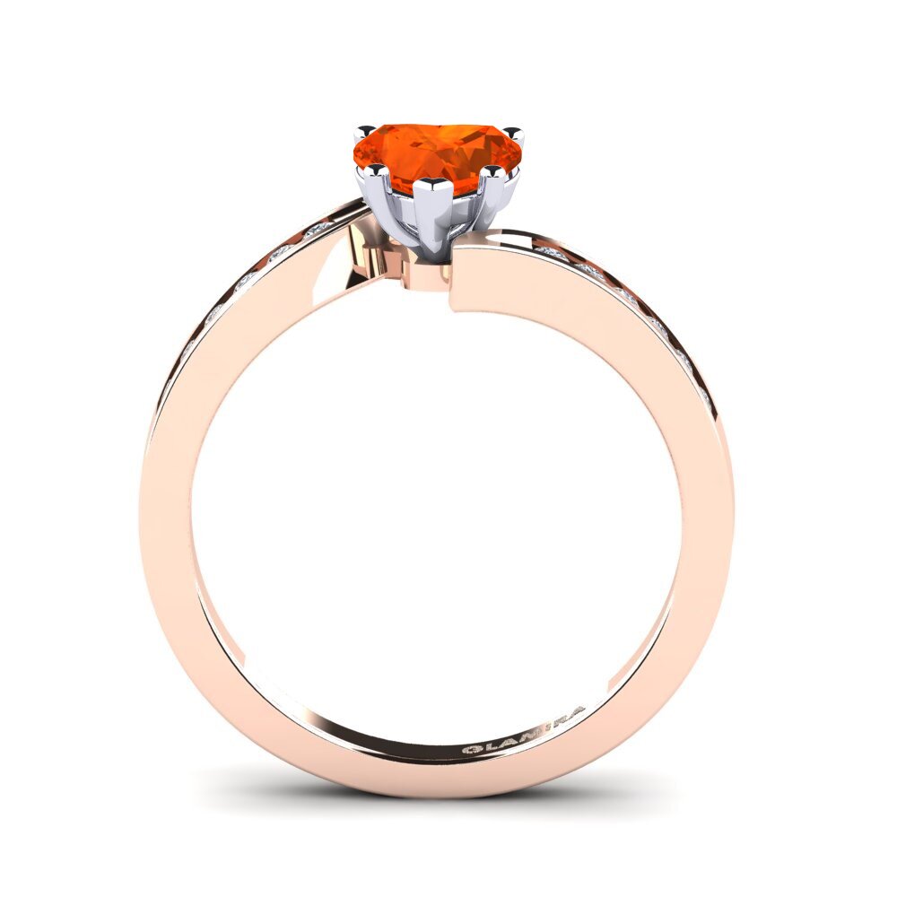 18ct Rose & White Gold Fire Opal Women's Ring Nina