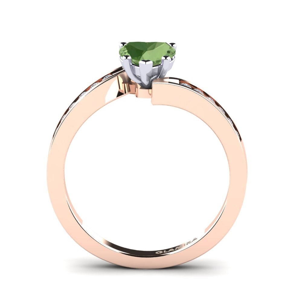 18ct Rose & White Gold Green Sapphire Women's Ring Nina