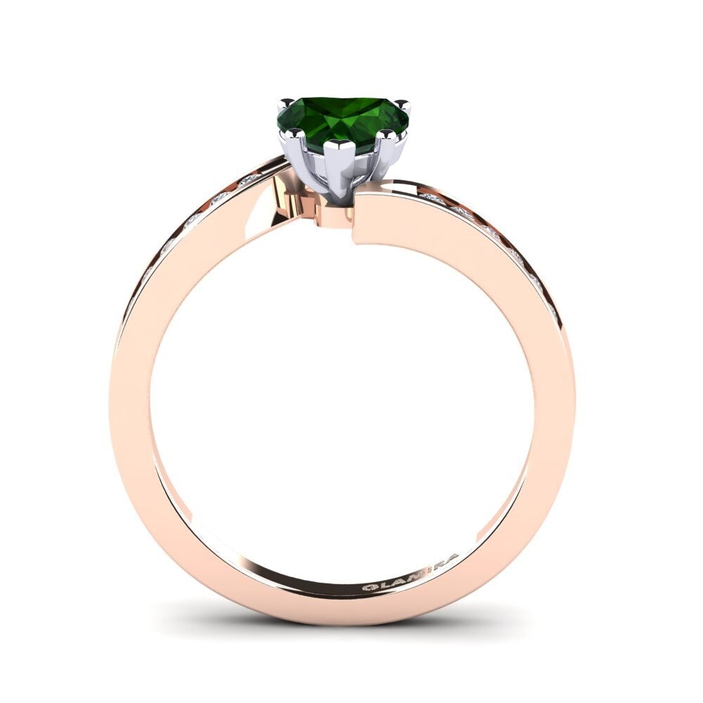 18ct Rose & White Gold Green Tourmaline Women's Ring Nina
