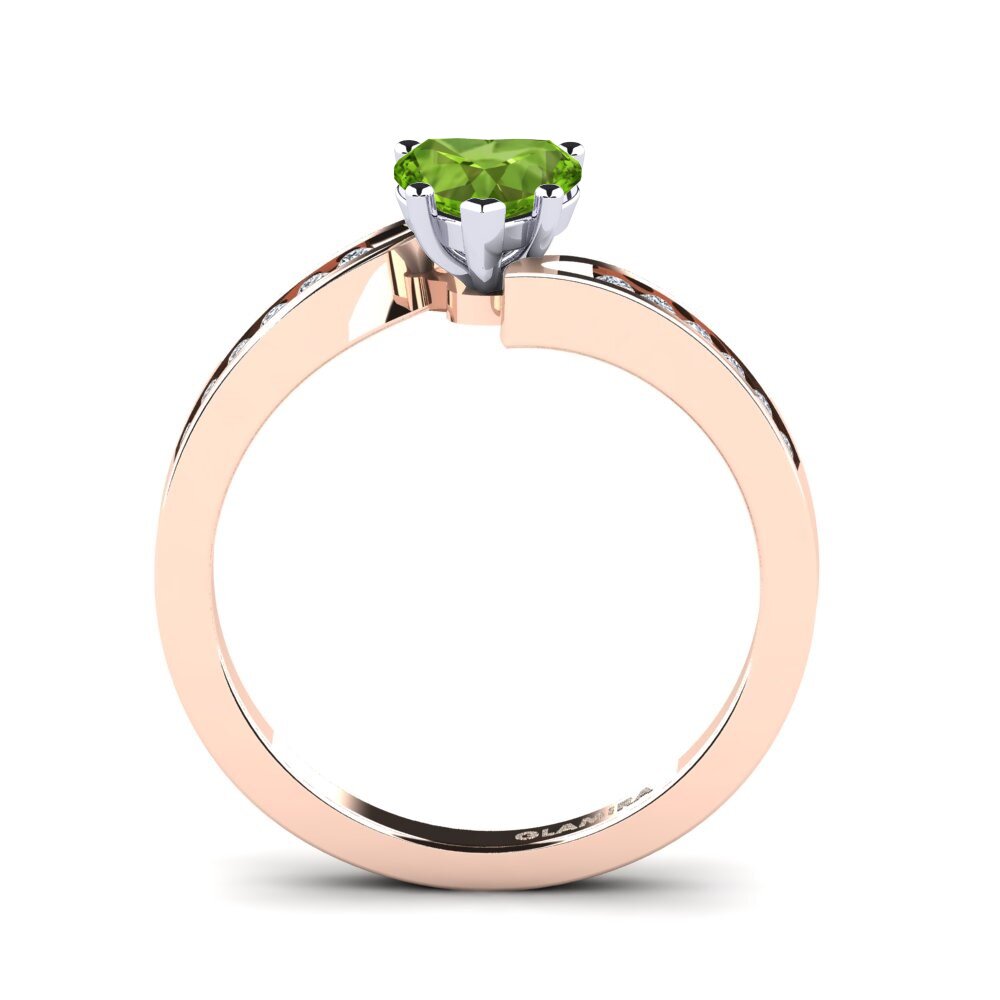 18ct Rose & White Gold Peridot Women's Ring Nina