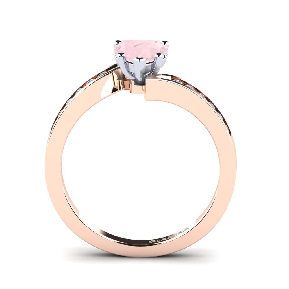 18ct Rose & White Gold Rose Quartz Women's Ring Nina