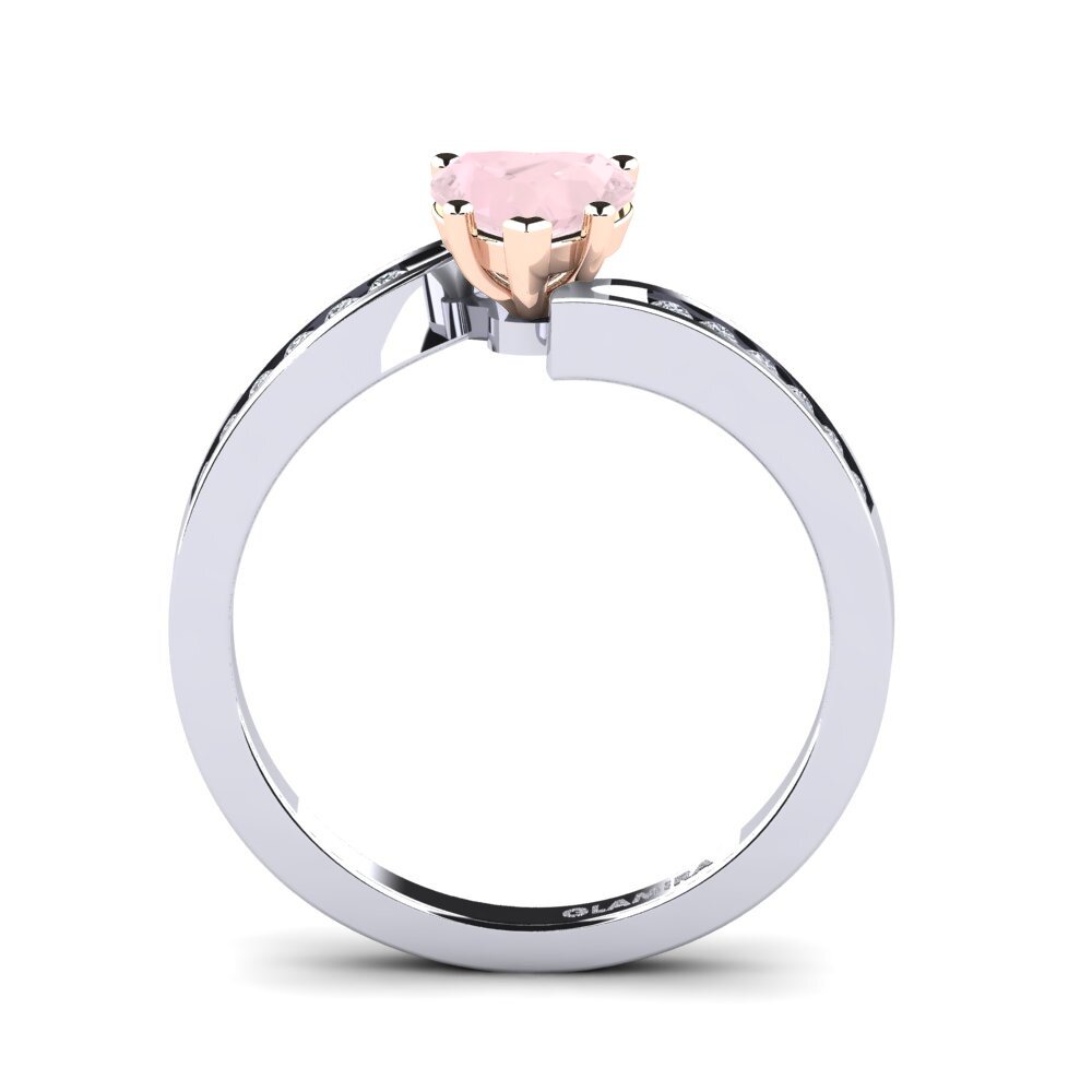 18ct White & Rose Gold Rose Quartz Women's Ring Nina