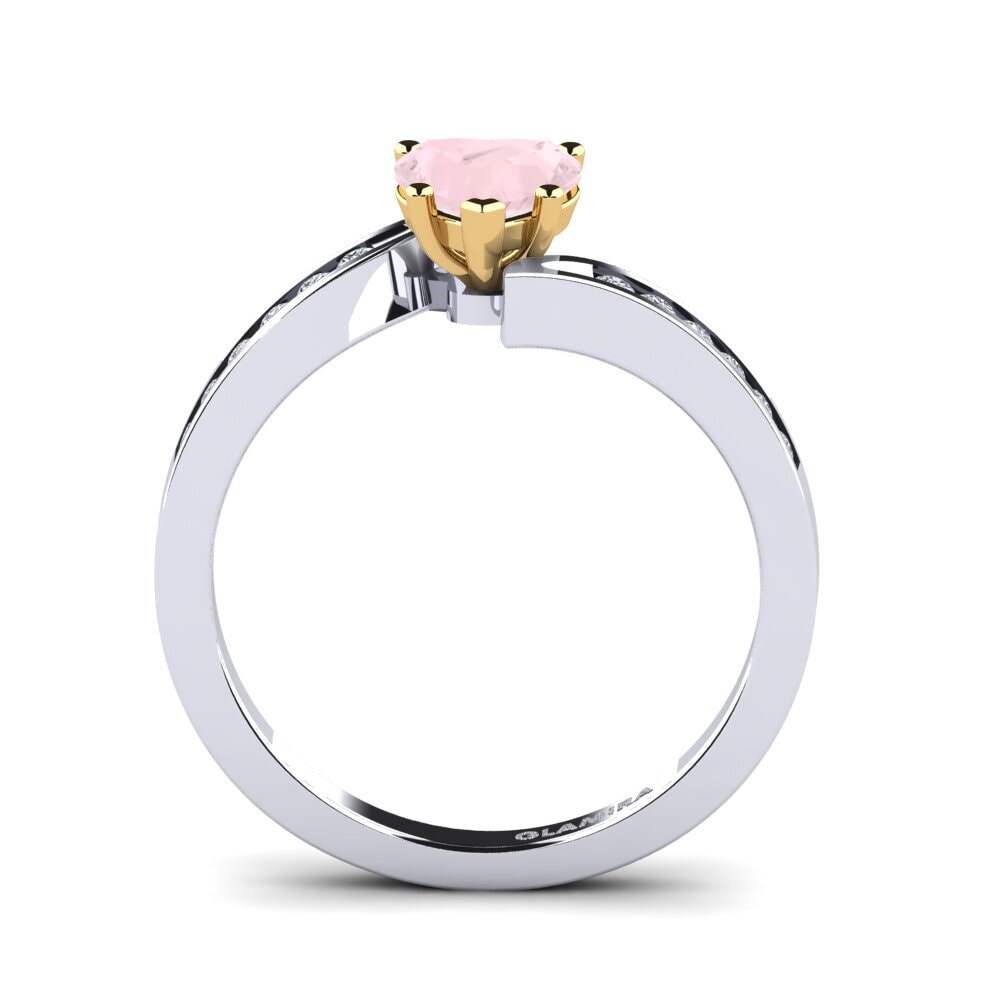 18ct White & Yellow Gold Rose Quartz Women's Ring Nina