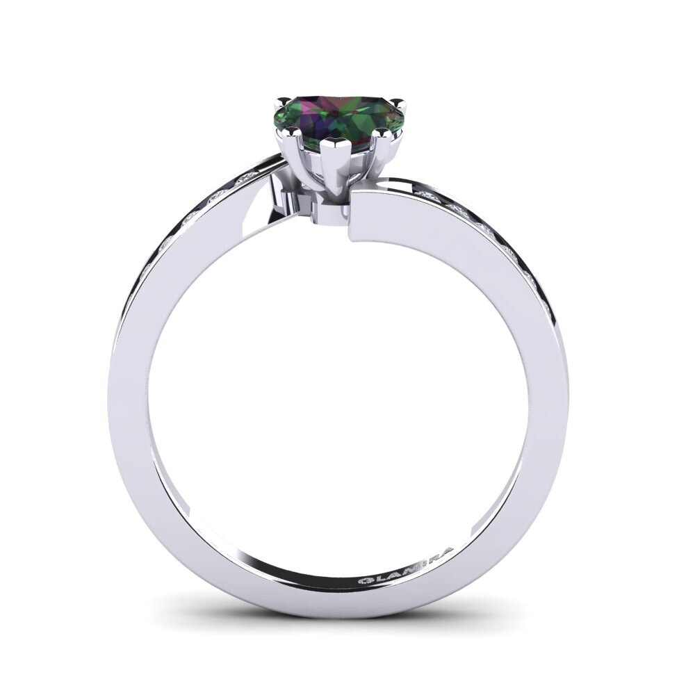 White Silver Mystic Topaz Women's Ring Nina