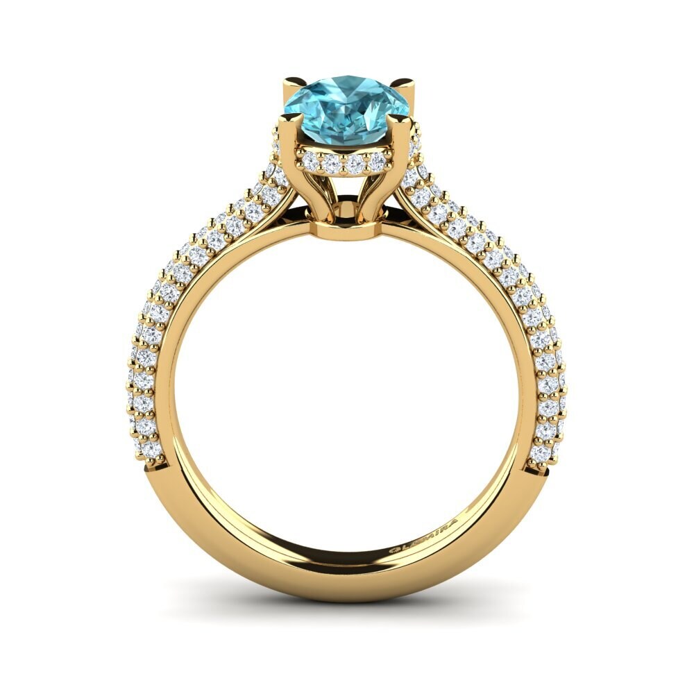 Blue Zircon Engagement Ring Agrippina 1.09 crt