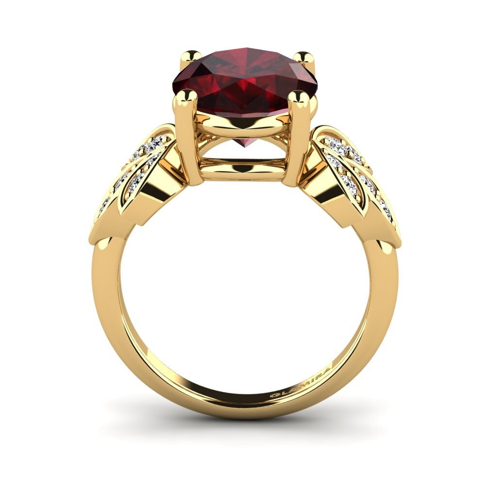14k Oro Amarillo Granate Anillo Aretha