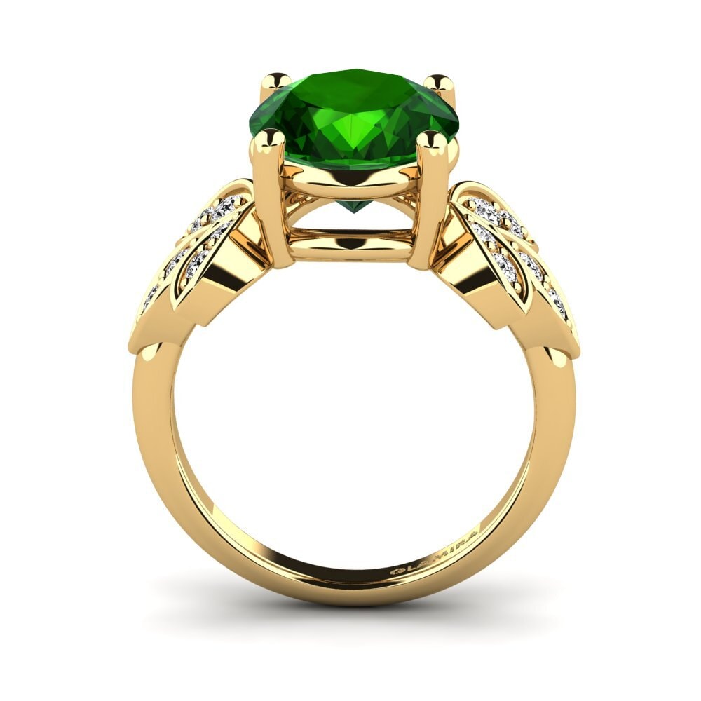 14k Oro Amarillo Turmalina verde Anillo Aretha