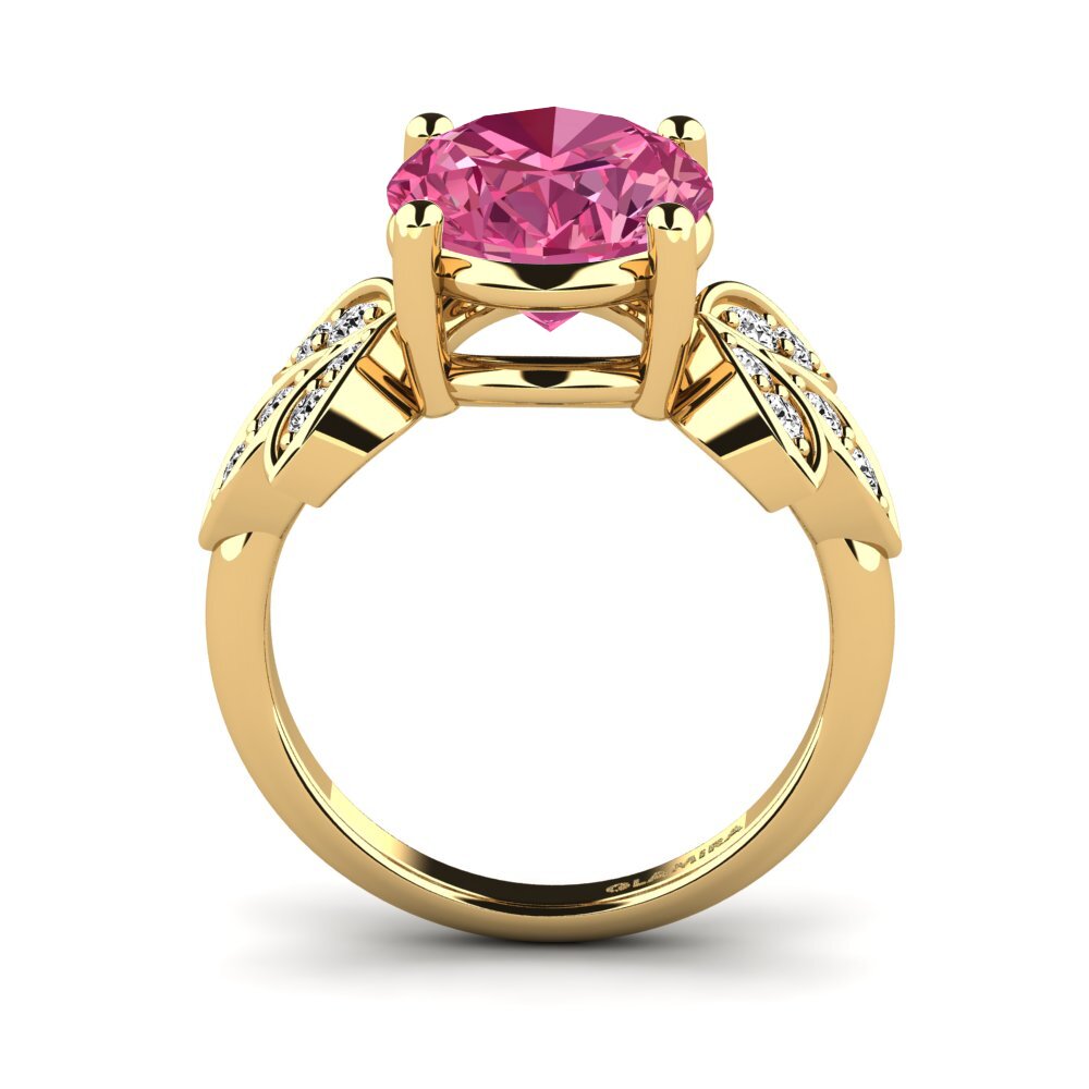 14k Oro Amarillo Turmalina rosa Anillo Aretha