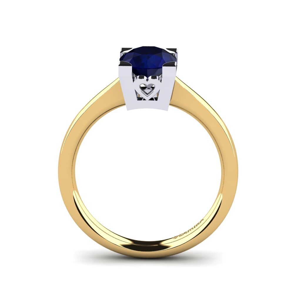 14k Oro Amarillo & Blanco Anillo de compromiso Calmar 1.0 crt