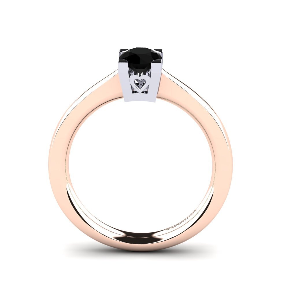 14ct Rose & White Gold Black Onyx Women's Ring Calmar