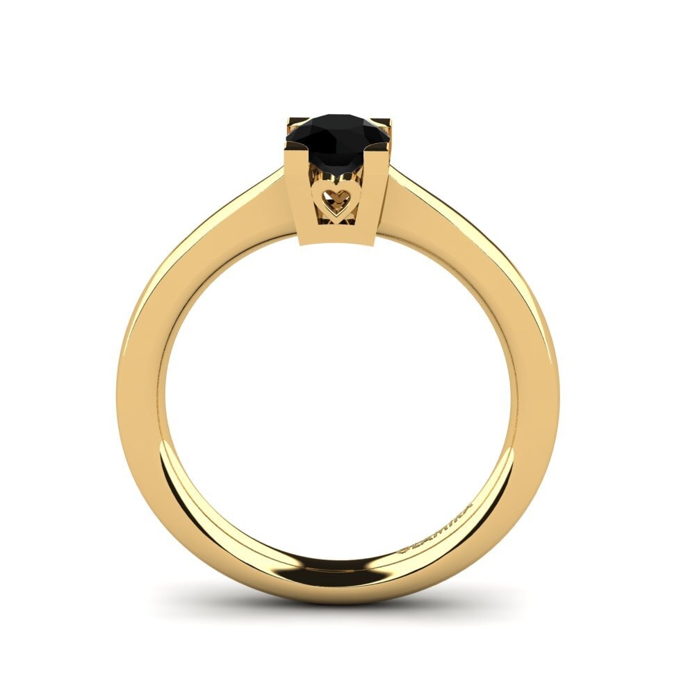 14ct Yellow Gold Black Onyx Women's Ring Calmar