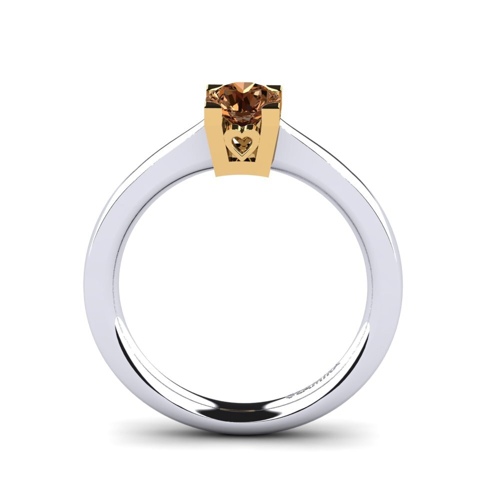 18ct White & Yellow Gold Brown Diamond Women's Ring Calmar
