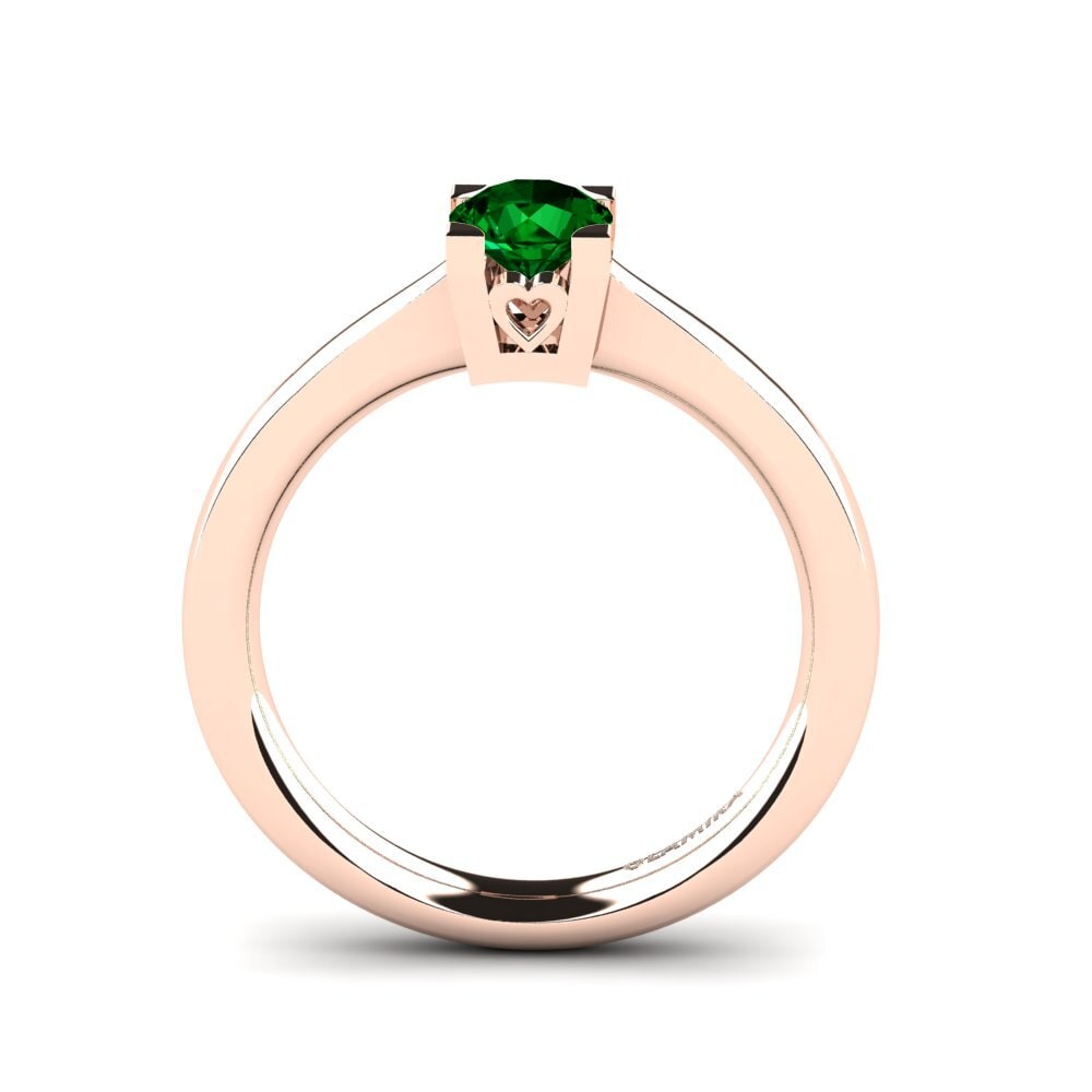 14ct Rose Gold Green Zirconia Women's Ring Calmar
