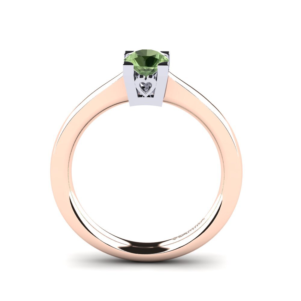 18ct Rose & White Gold Green Sapphire Women's Ring Calmar