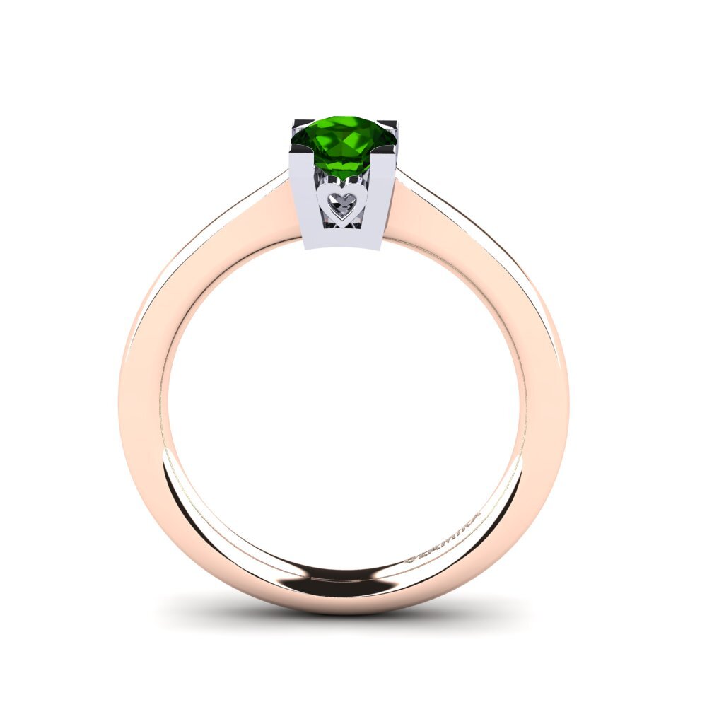 18ct Rose & White Gold Green Tourmaline Women's Ring Calmar