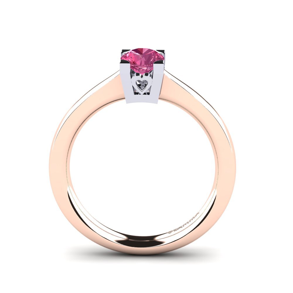 18ct Rose & White Gold Pink Tourmaline Women's Ring Calmar