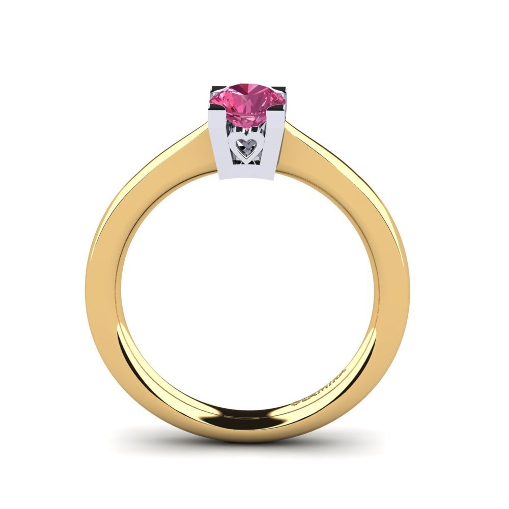 18ct Yellow & White Gold Pink Tourmaline Women's Ring Calmar