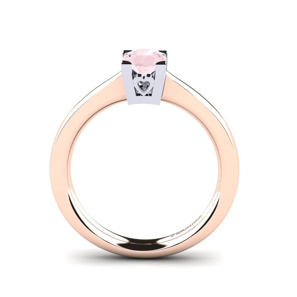 18ct Rose & White Gold Rose Quartz Women's Ring Calmar