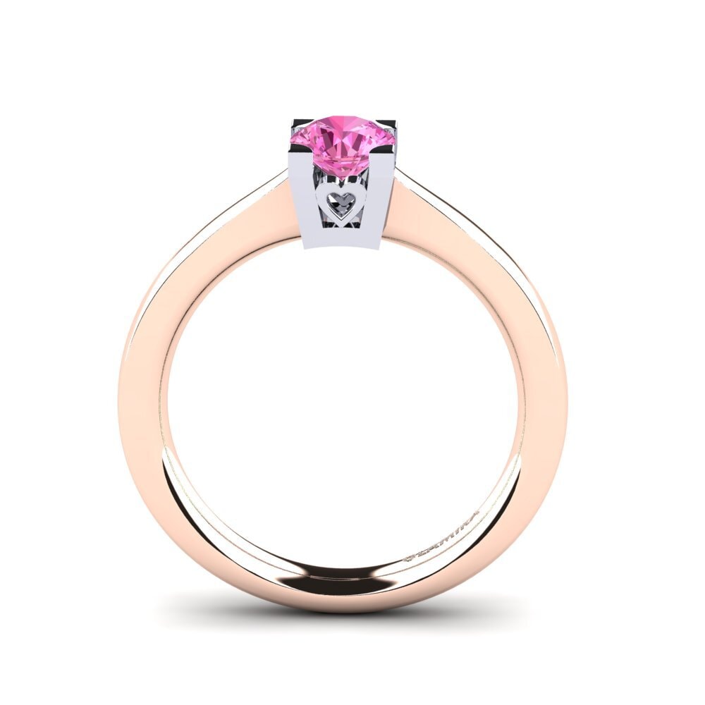 18ct Rose & White Gold Pink Topaz Women's Ring Calmar