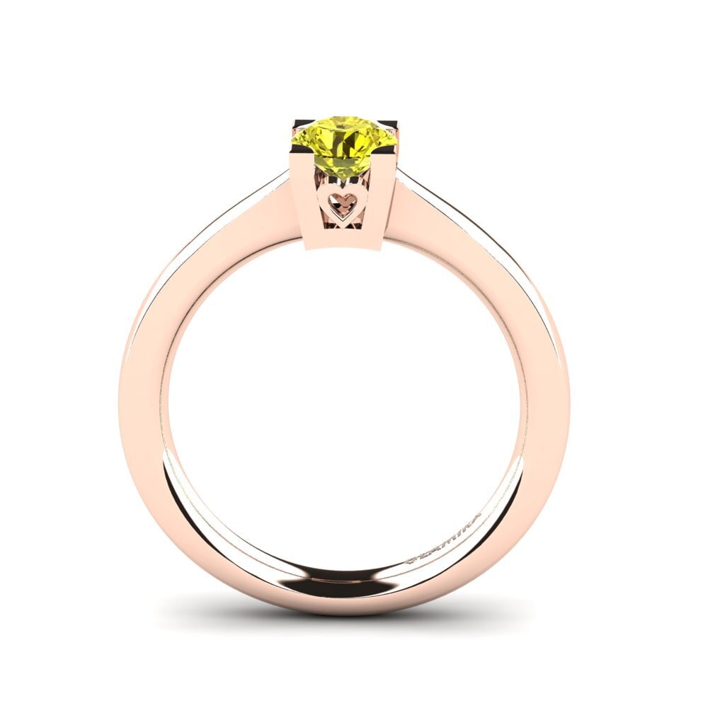 14ct Rose Gold Yellow Diamond Women's Ring Calmar