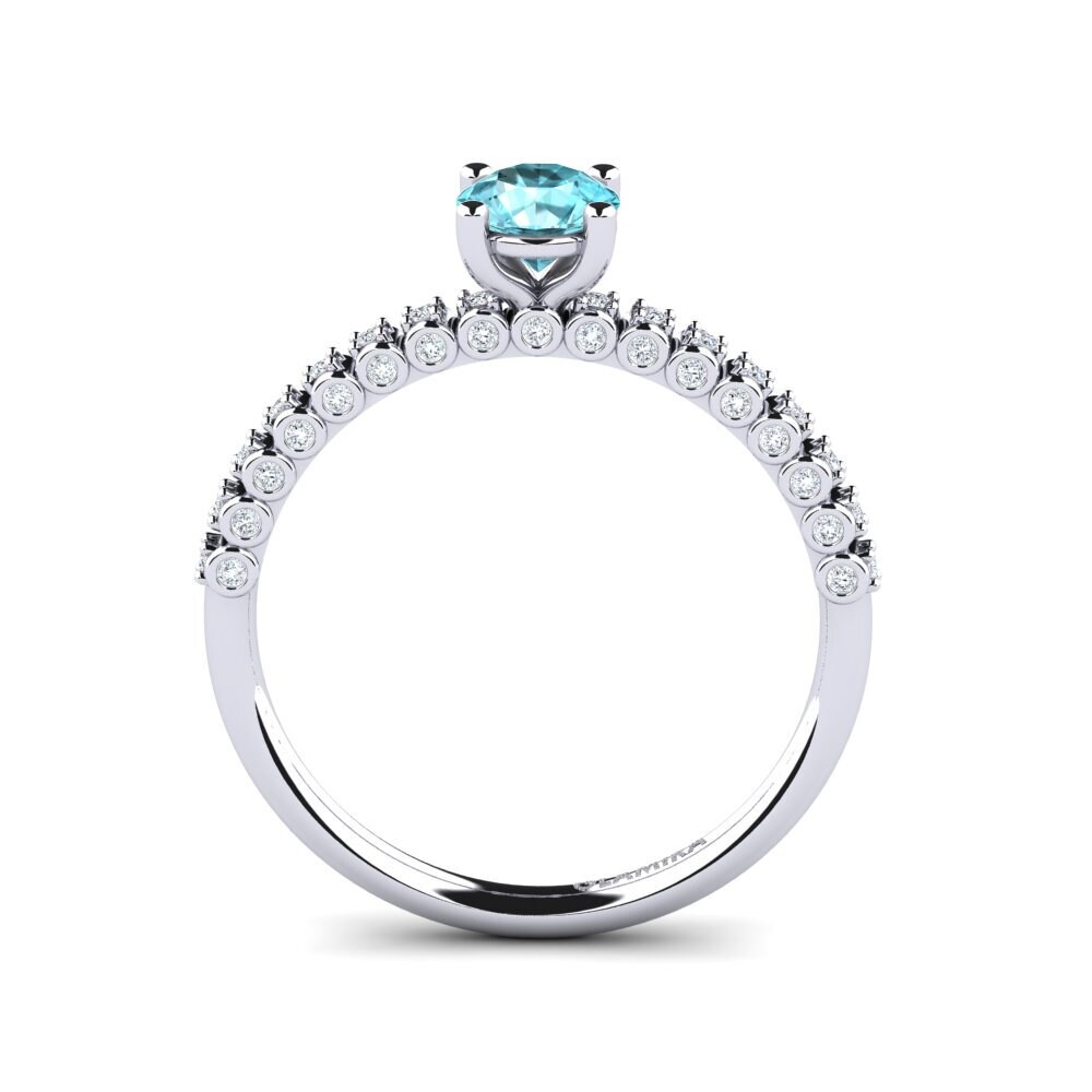 Blue Zircon Engagement Ring Cannoli 0.5 crt