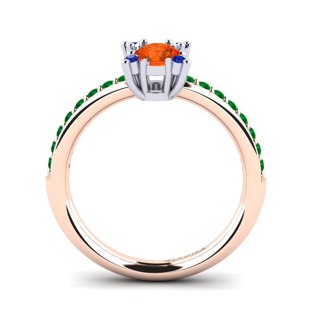 14ct Rose / White Gold Fire-Opal Engagement Ring Eglontina