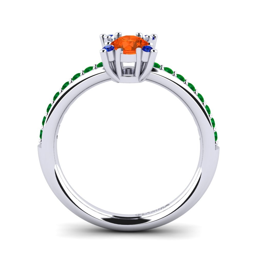 18ct White Gold Fire-Opal Engagement Ring Eglontina