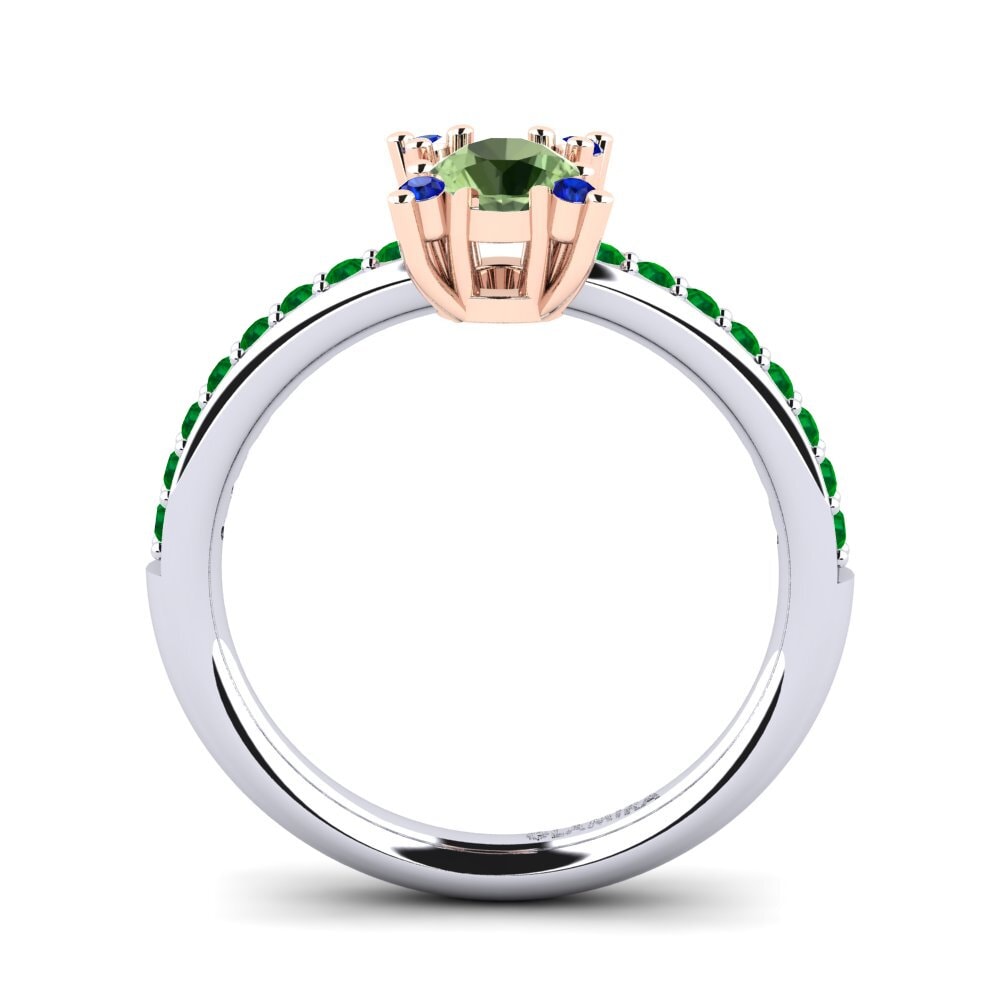 14ct White / Rose Gold Green Sapphire Engagement Ring Eglontina