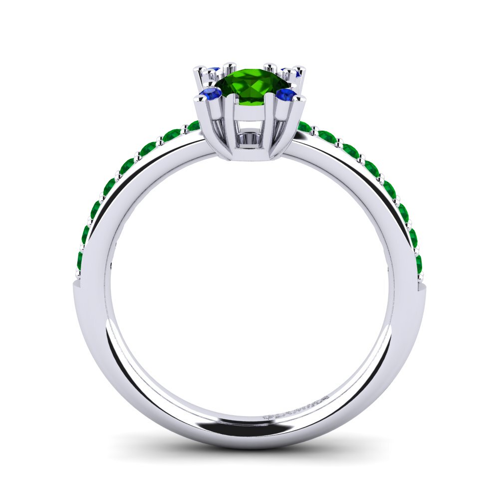 18ct White Gold Green Tourmaline Engagement Ring Eglontina