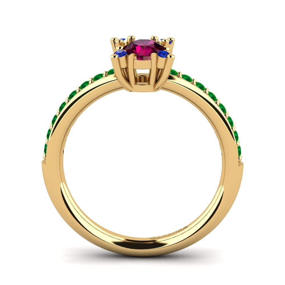 14ct Yellow Gold Rhodolite Garnet Engagement Ring Eglontina