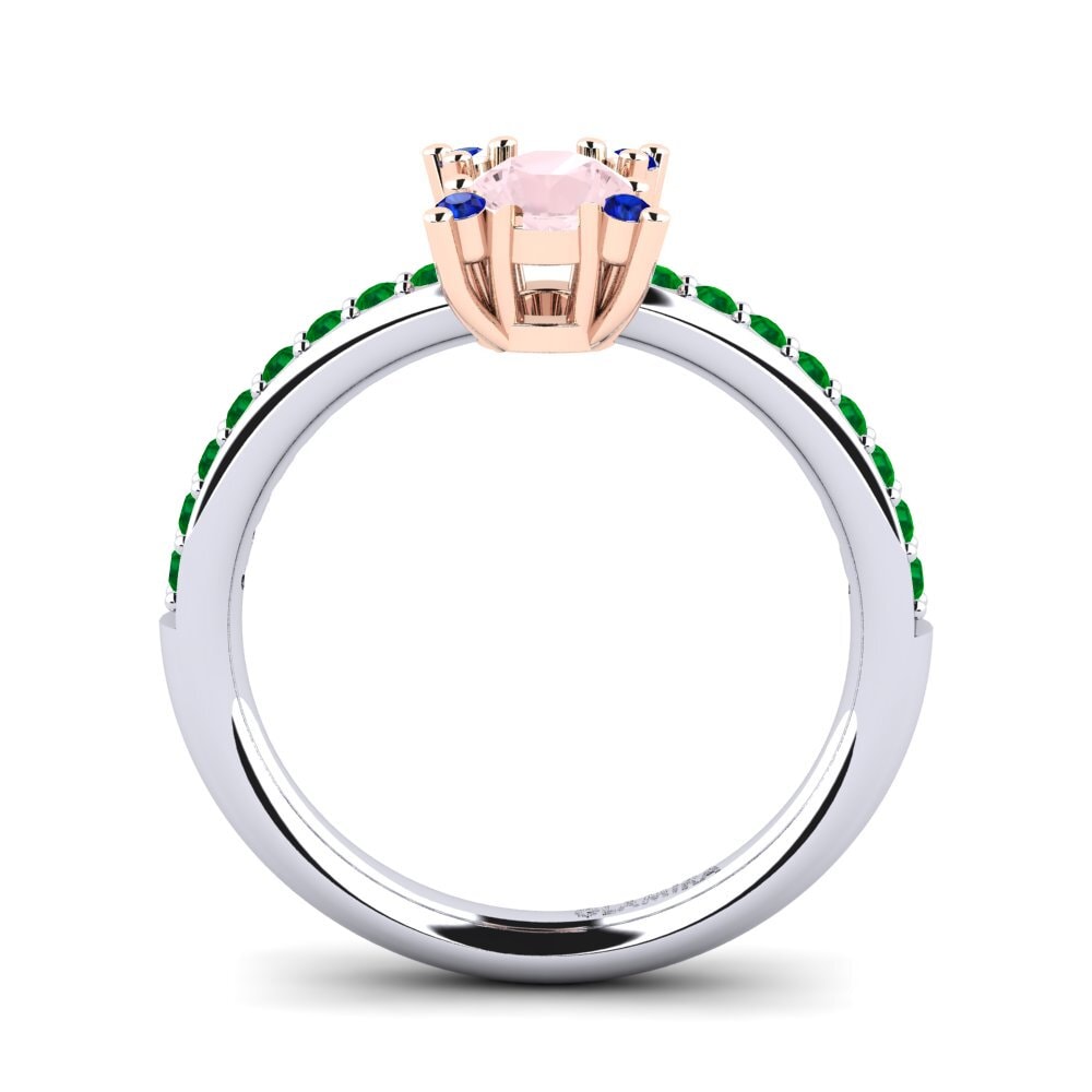 14ct White / Rose Gold Rose Quartz Engagement Ring Eglontina