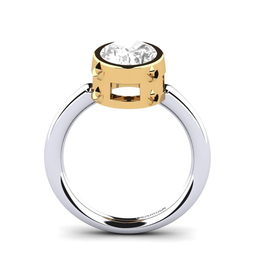 14ct White / Yellow Gold White Topaz Engagement Ring Jeswitha