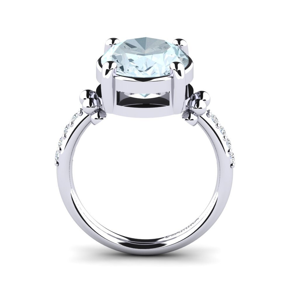950 Palladium Aquamarine Ring Lusiana