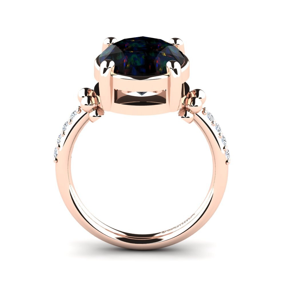 14ct Rose Gold Black Opal Ring Lusiana