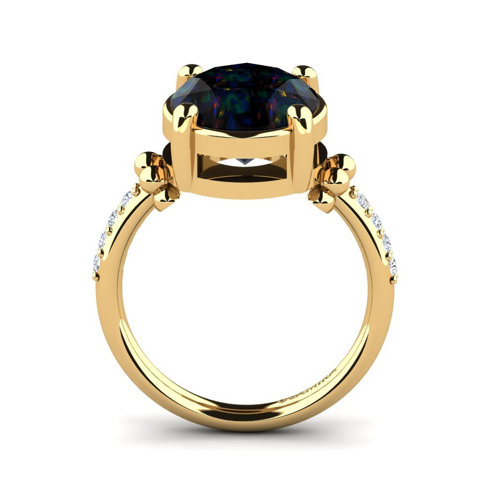 9ct Yellow Gold Black Opal Ring Lusiana