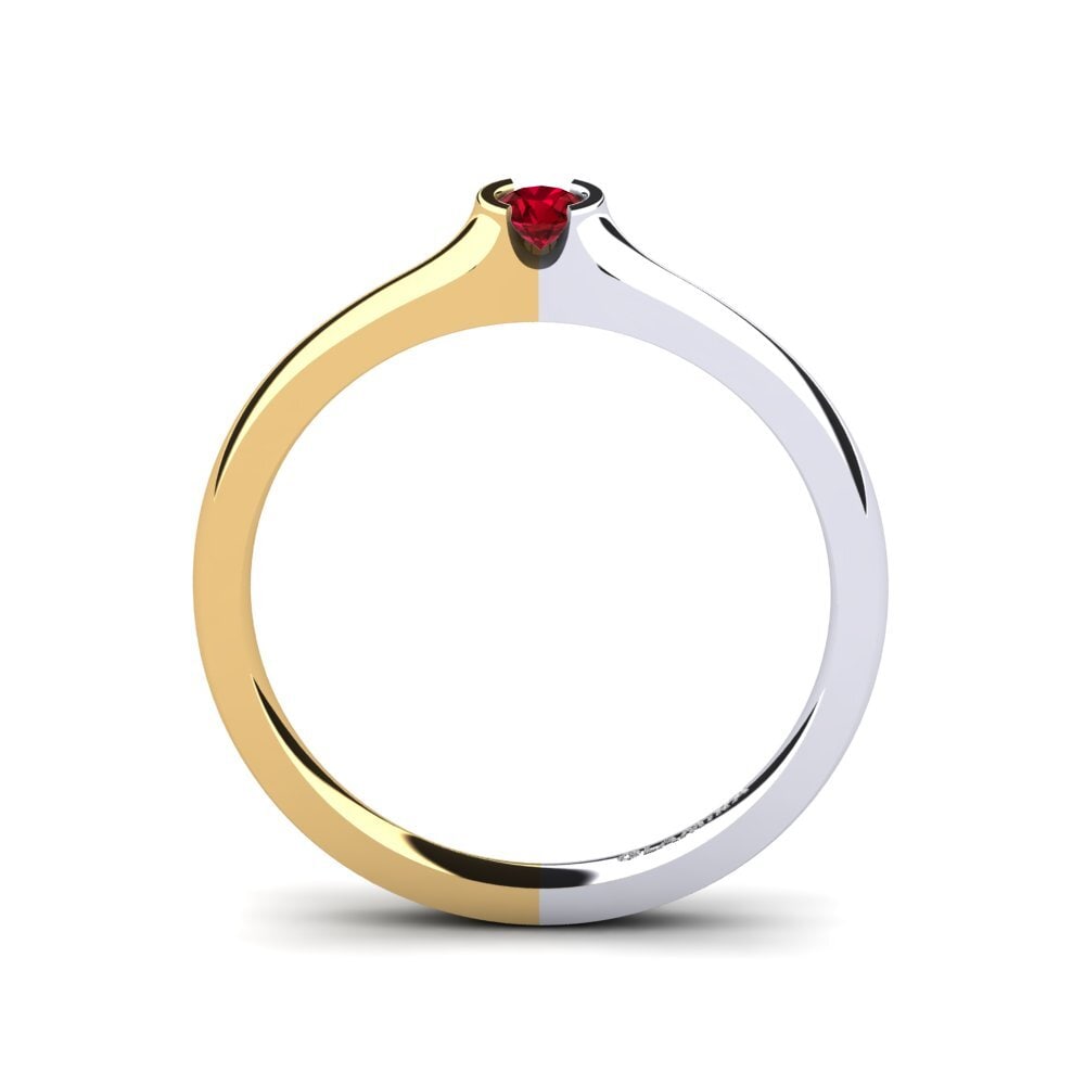 750 Gelb & Weißgold Roter Zirkonia Verlobungsring Sabrina 0.1 crt