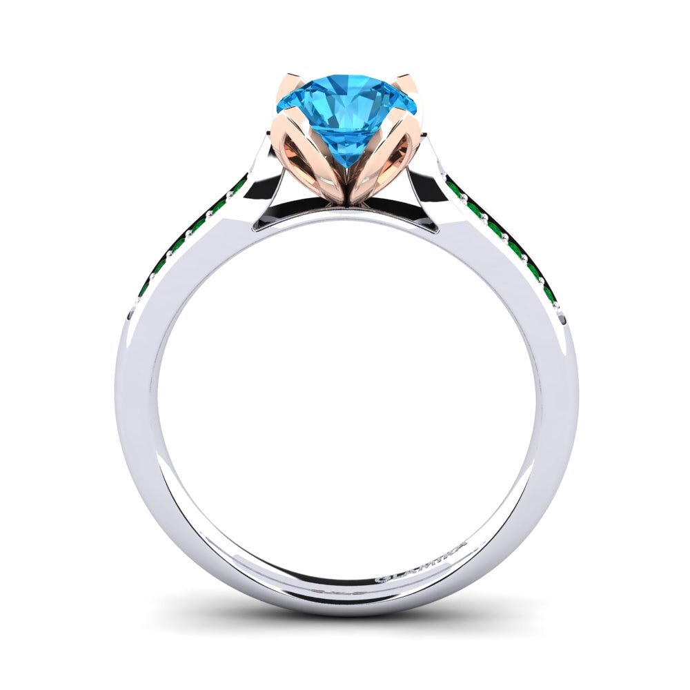 14ct White / Rose Gold Blue Topaz Engagement Ring Noemin