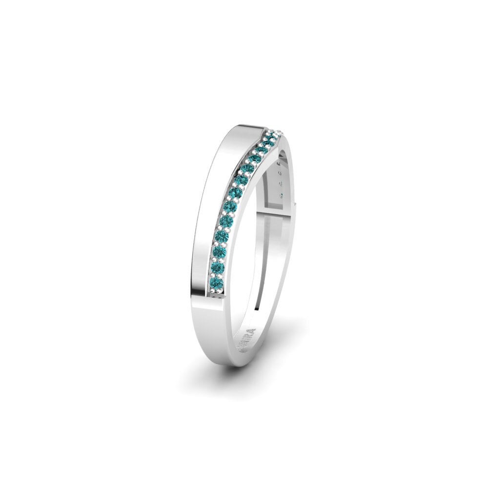 Anillo Boda Mujer Normaley Diamante Azul