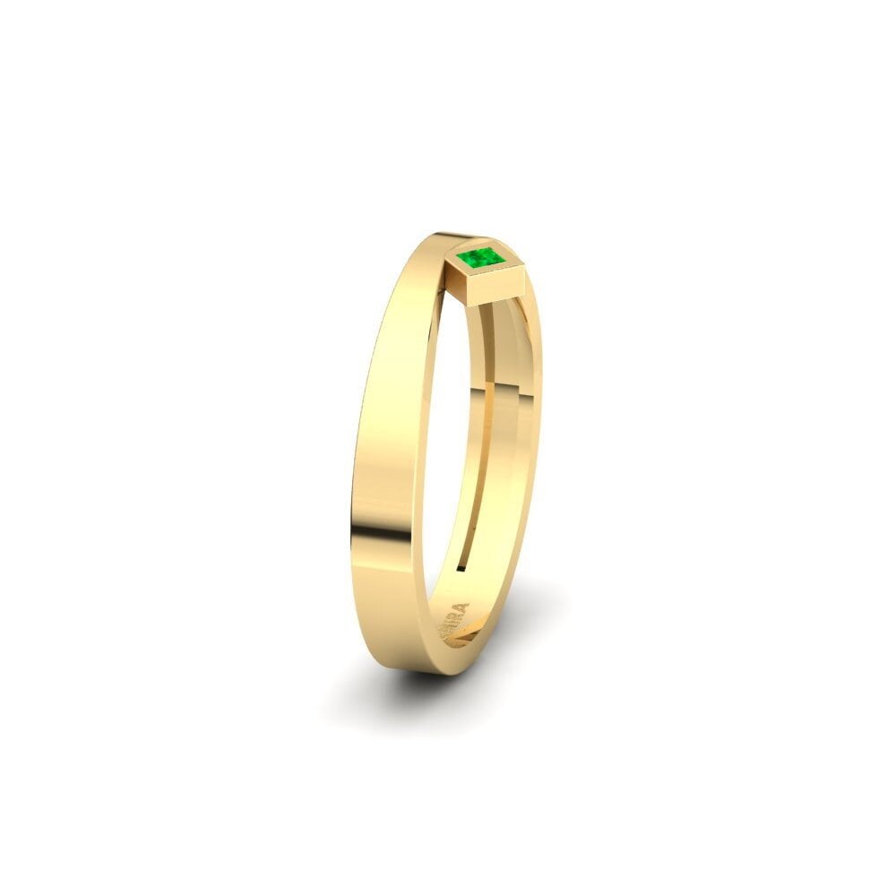 9ct Yellow Gold Emerald Women's Wedding Ring Normality