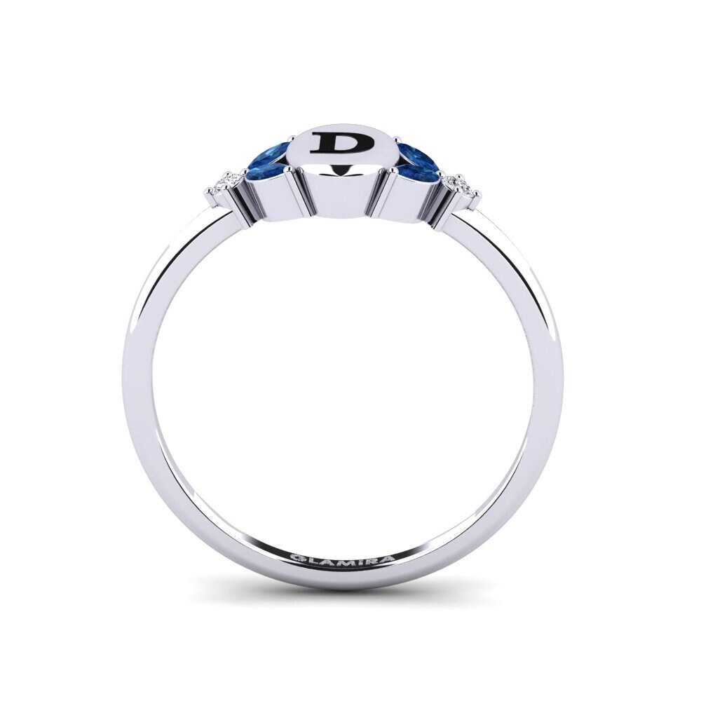 Palladium 950 Dunkelblauer Zirkonia Ring Notredame