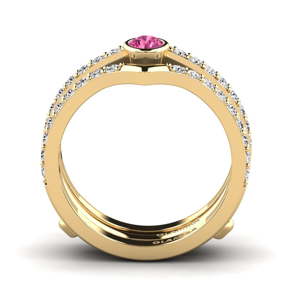 Turmalina rosa Anillo Oarw SET